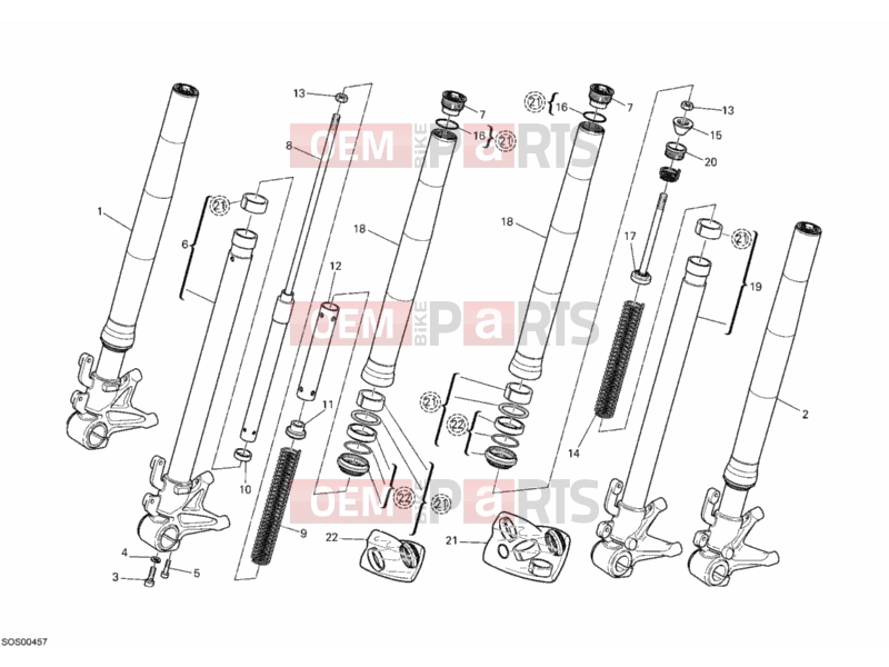 DUCATI 2012 Monster 696 ABS FRONT FORK » FRONT SUSPENSION