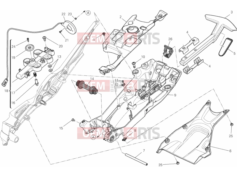 DUCATI 2012 Diavel Carbon BRA REAR FRAME COMP. » FRAME
