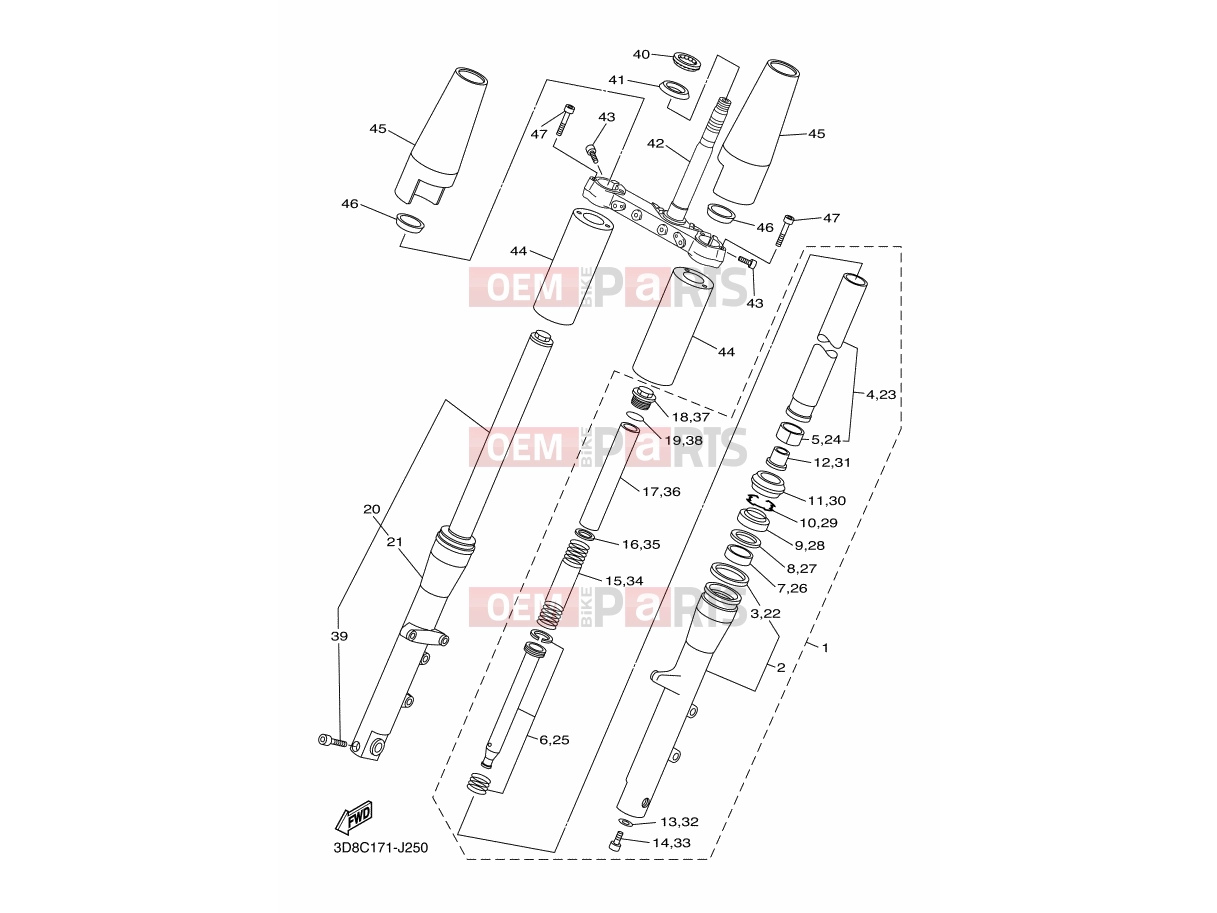 FRONT FORK - Yamaha XVS1300A (1CS5) 2014