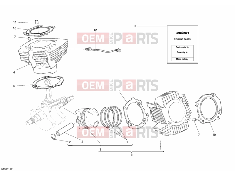 DUCATI 2011 Monster 696 CYLINDER - PISTON » ENGINE CASE