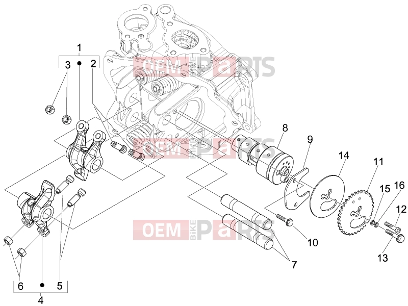 Engine » Rocking levers support unit - Piaggio Beverly 125 Tourer 2008
