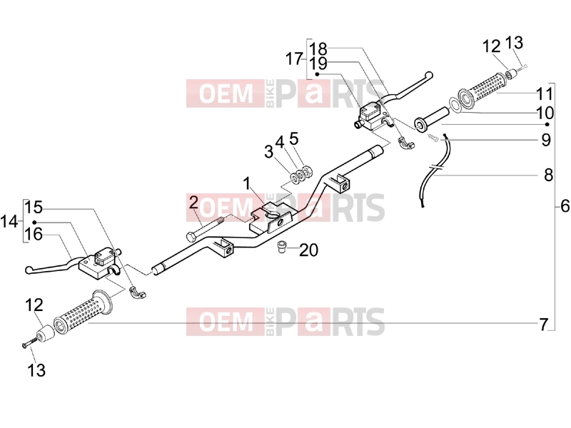 Handlebars/Steering » Handlebars - Master cil. - Piaggio Beverly 125 Tourer 2010