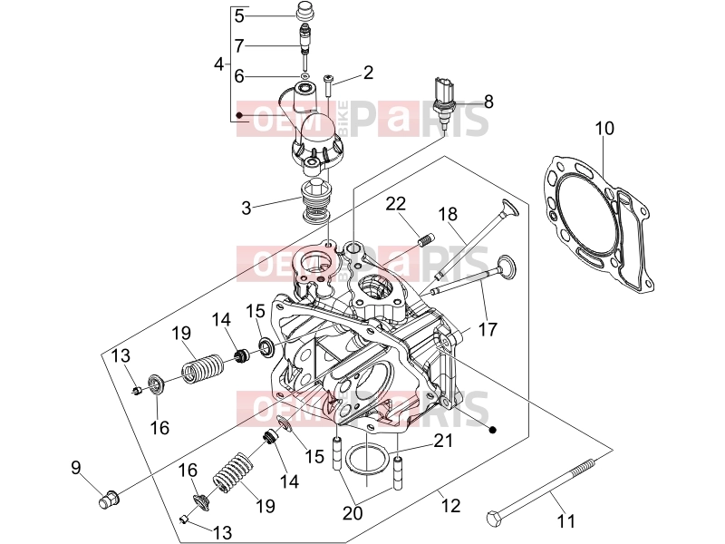 Engine » Head unit - Valve - Piaggio Beverly 250 Cruiser 2009