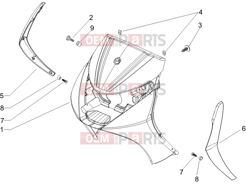 Frame - Plastic parts - Coachwork » Front shield - Piaggio Beverly 250 2007