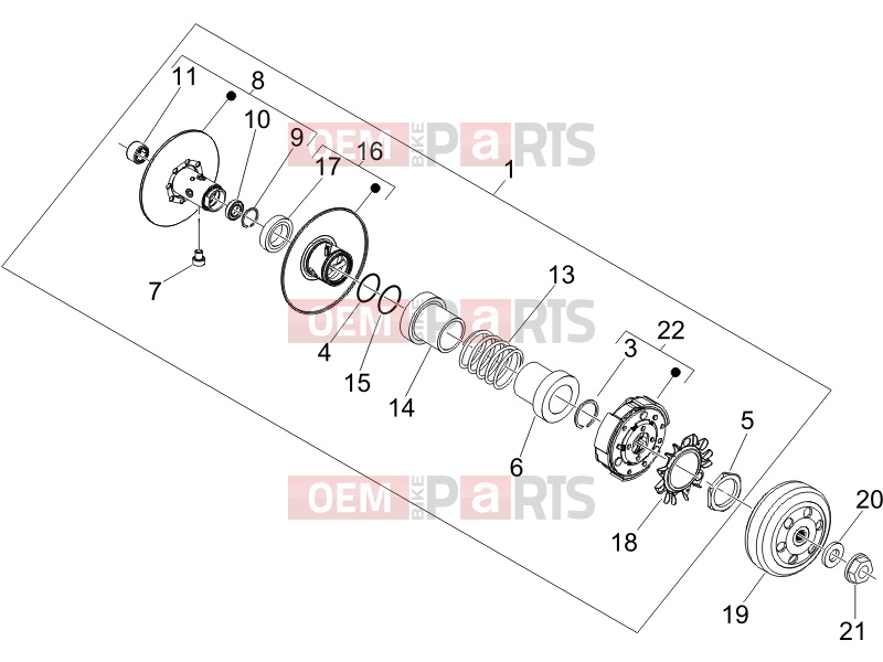 Engine » Driven pulley - Piaggio Beverly 250 ie 2008