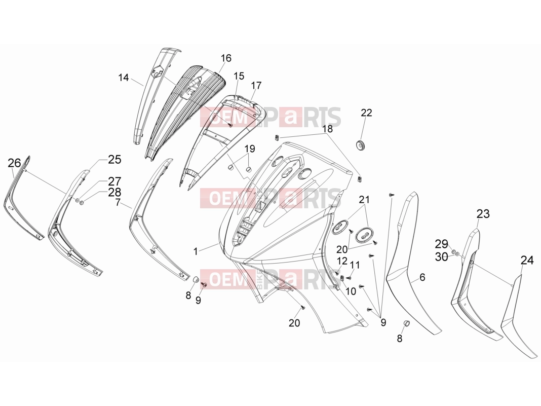 Frame - Plastic parts - Coachwork » Front shield - Piaggio Beverly 500 Cruiser 2007