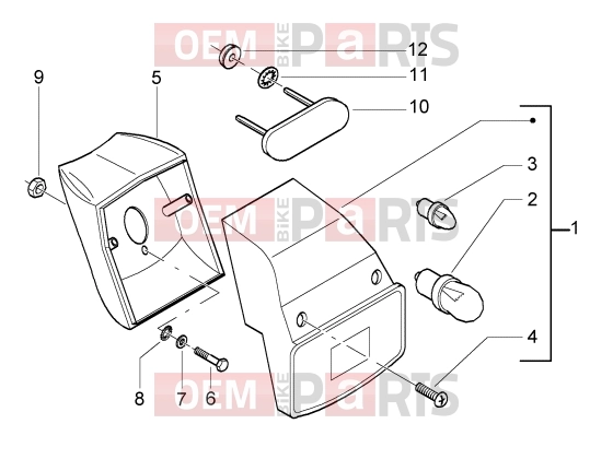Electrical system » Tail lamp - Piaggio Ciao