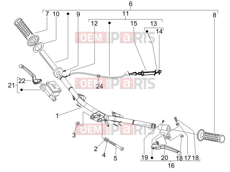 Handlebars/Steering » Handlebars - Master cil. - Piaggio Fly 100 2007