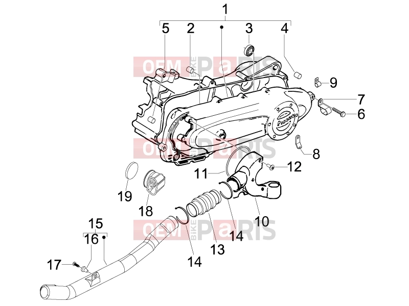 PIAGGIO Fly 100 Engine » Crankcase cover - Crankcase cooling