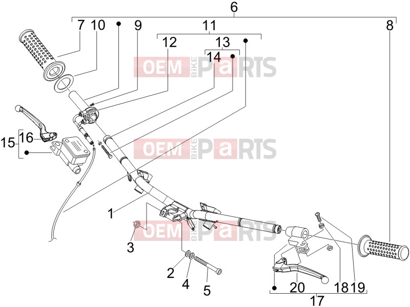 Handlebars/Steering » Handlebars - Master cil. - Piaggio Fly 100 2010