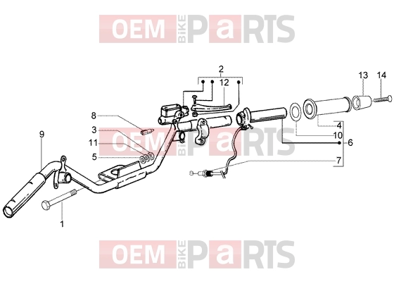 Handlebars » Handlebars component parts - Piaggio Fly 150 (U.S.A.)