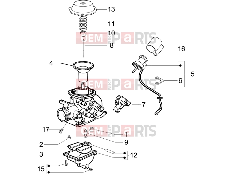 Engine » Carburetor's components - Piaggio Fly 150 2006
