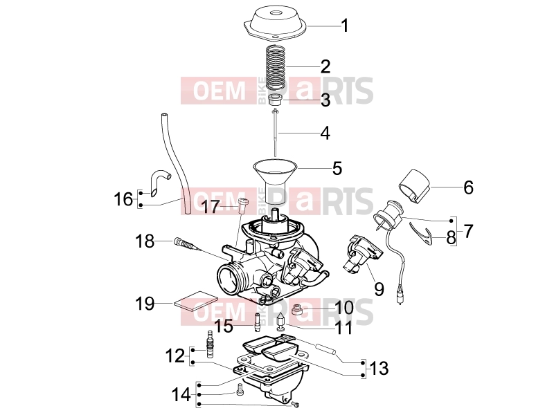Engine » Carburetor's components - Piaggio Fly 150 2011