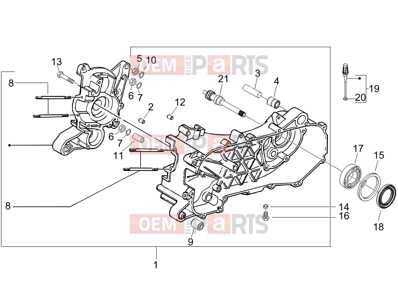 Engine » Crankcase - Piaggio Fly 50 2T 2008