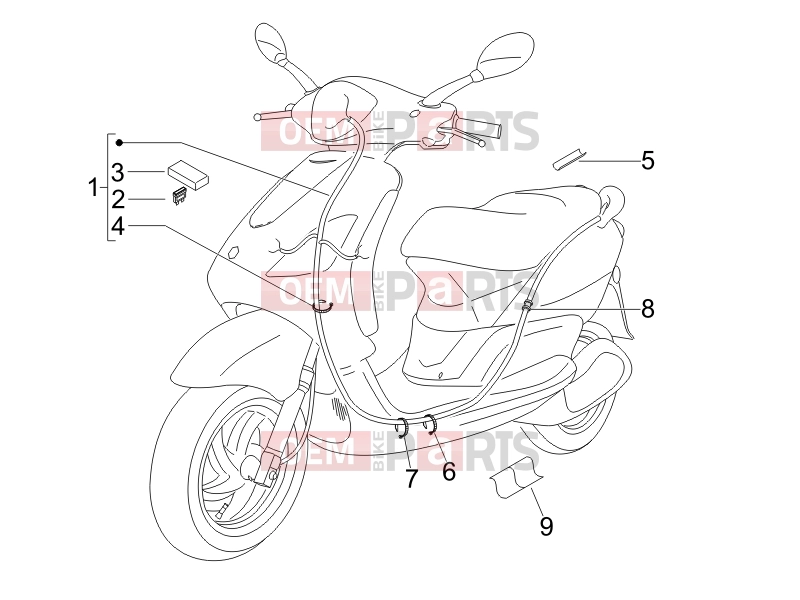 Electrical system » Main cable harness - Piaggio Fly 50 2T 2009