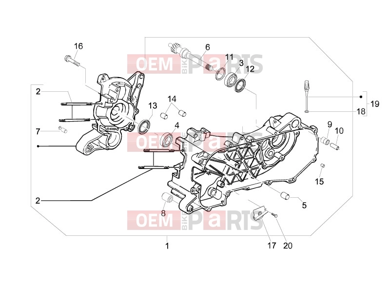 Engine » Crankcase - Piaggio Fly 50 4T 2006