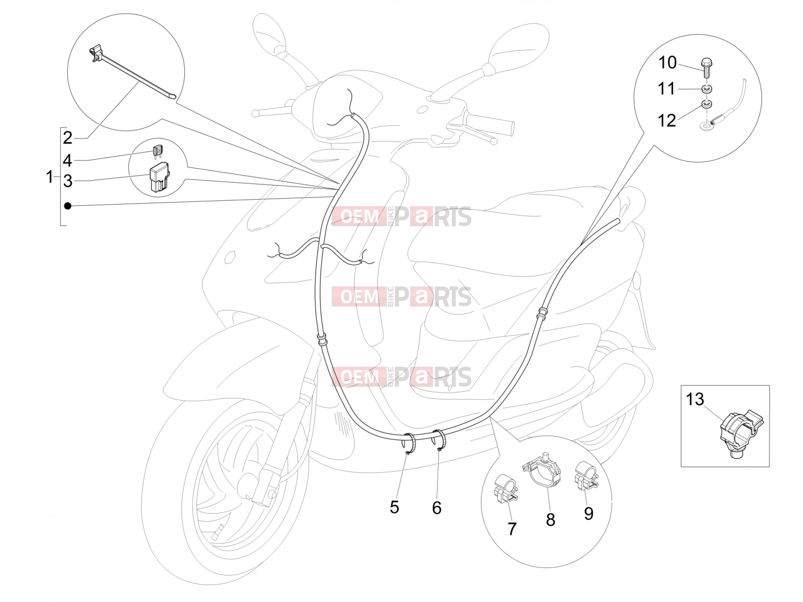 Electrical system » Main cable harness - Piaggio Fly 50 4T 2V 2015