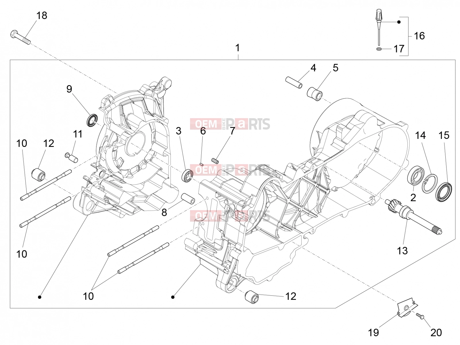 Engine » Crankcase - Piaggio Fly 50 4T 2V 2017