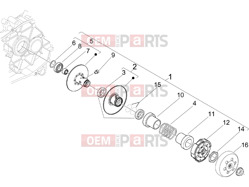 Engine » Driven pulley - Piaggio Fly 50 4T 2V 2018