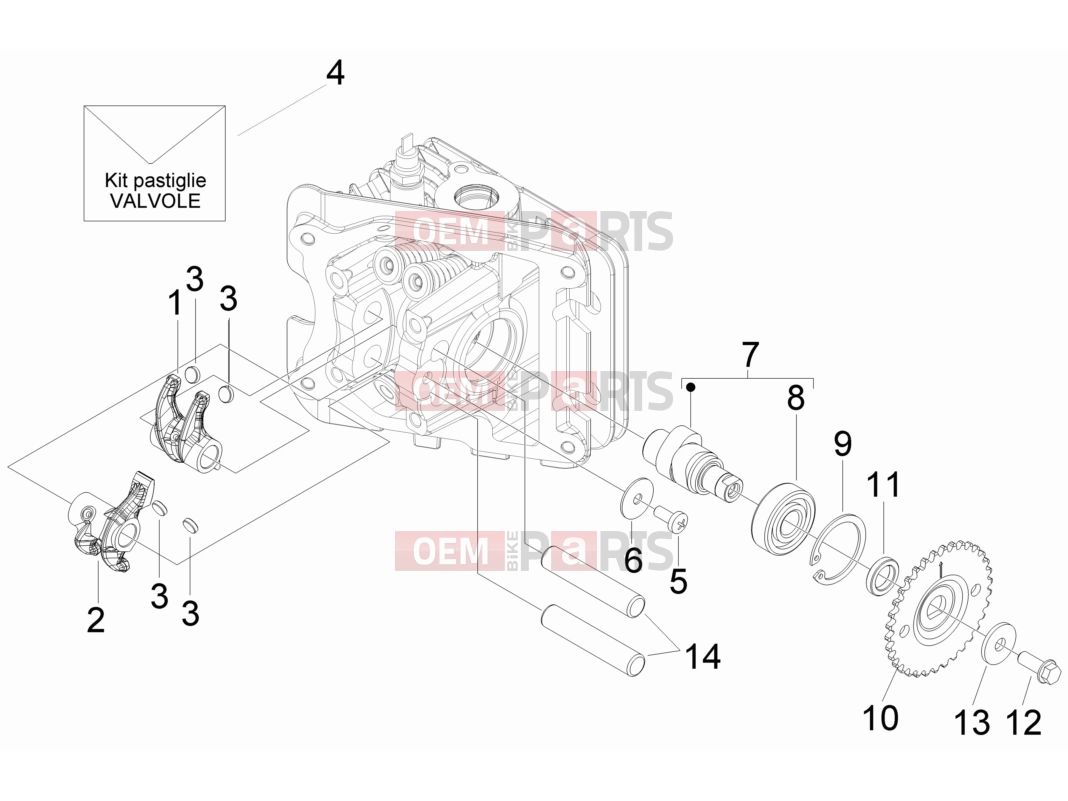 Engine » Rocking levers support unit - Piaggio Fly 50 4T 4V 2016