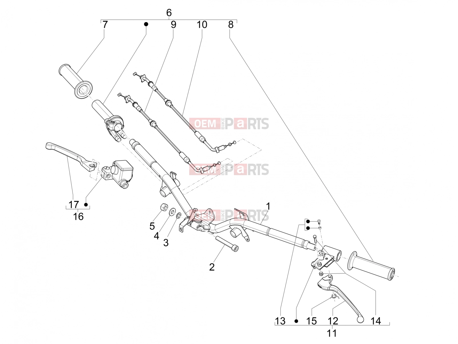 Handlebars/Steering » Handlebars - Master cil. - Piaggio Liberty 150 2013
