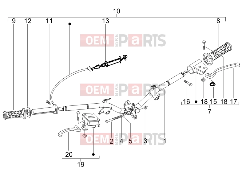 Handlebars/Steering » Handlebars - Master cil. - Piaggio Liberty 200 2007