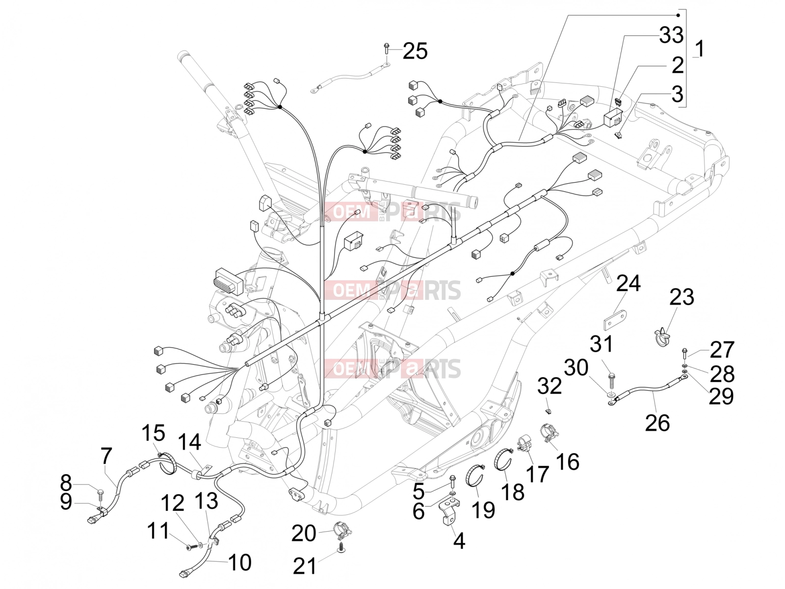 PIAGGIO MP3 125 Hibrid Electrical system » Main cable harness