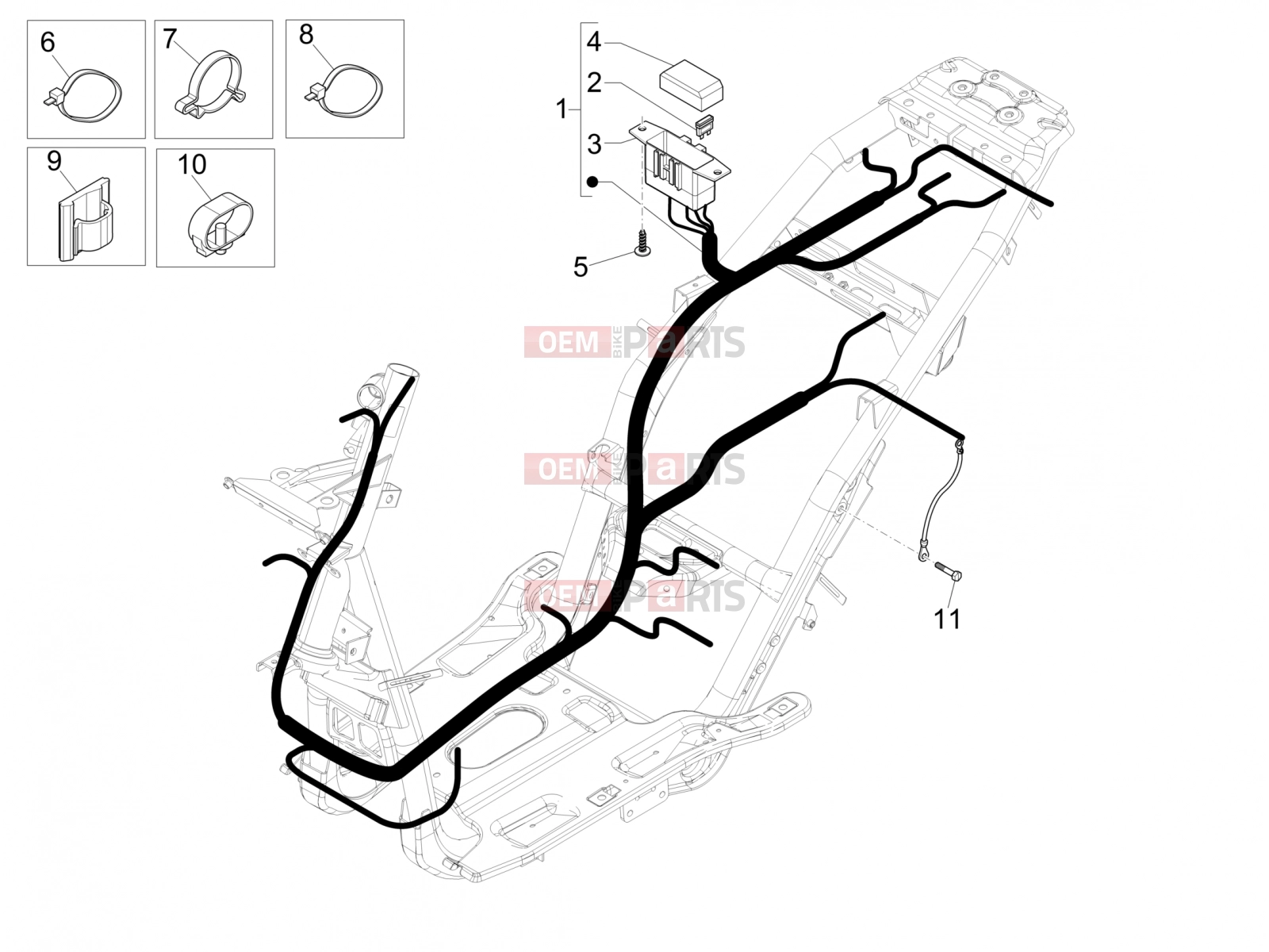 Electrical system » Main cable harness - Piaggio NRG Power DD 2009