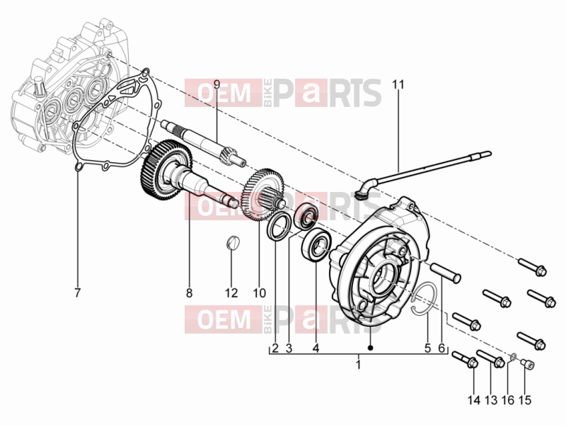 Engine » Reduction unit - Piaggio Typhoon 125 4T 2V 2016