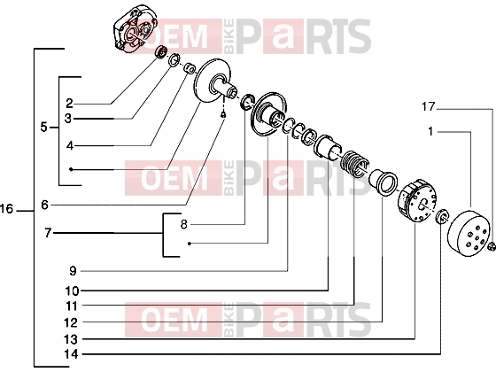 Engine » Driven pulley - Piaggio Typhoon 50 XR 2T