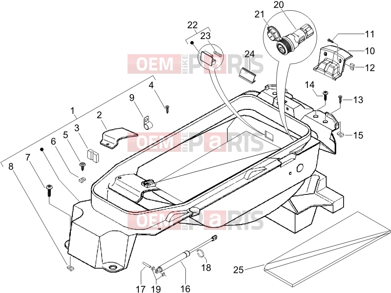 Frame - Plastic parts - Coachwork » Helmet huosing - Undersaddle - Piaggio X9 125 Evolution 2007