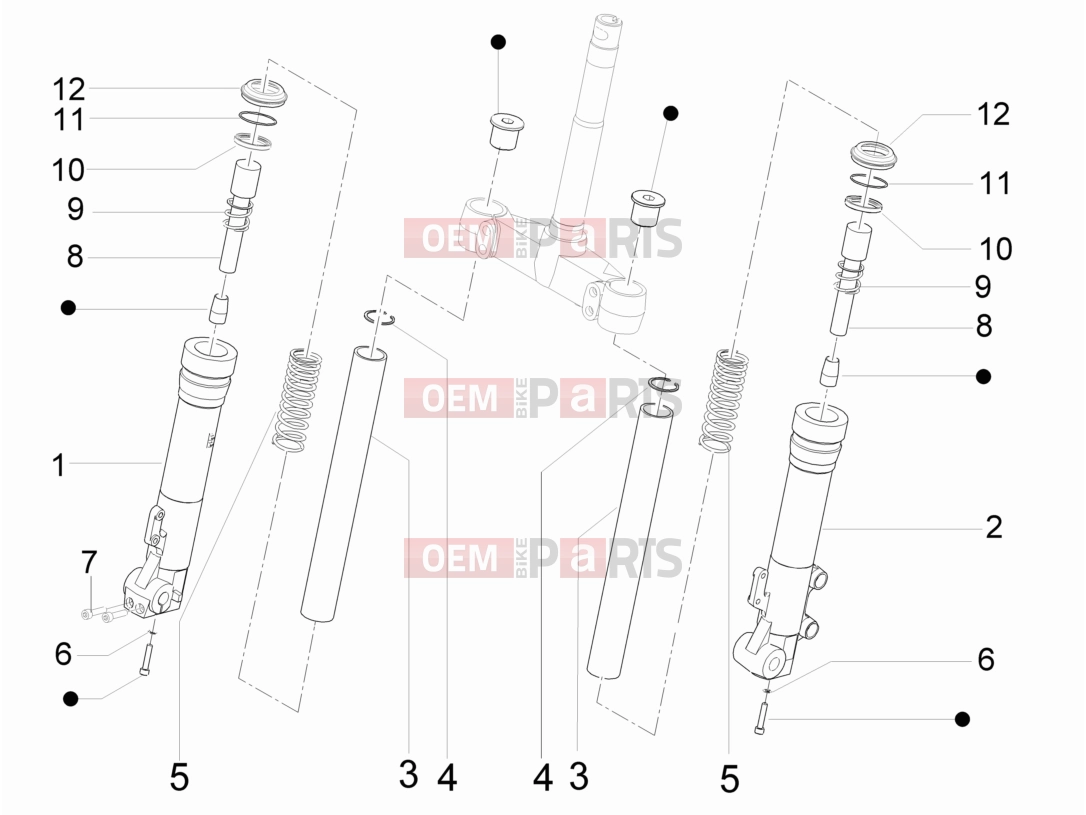 Suspensions - Wheels » Fork's components (Escorts) - Piaggio X9 250 Evolution 2006