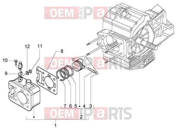 Engine » Cylinder-piston-wrist pin, assy - Piaggio X9 500 Evolution ABS