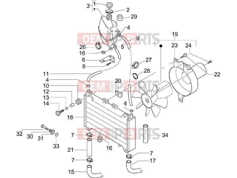 Frame - Plastic parts - Coachwork » Cooling system - Piaggio X9 500 Evolution 2006