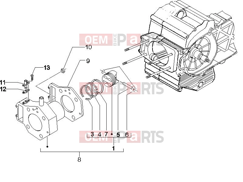 Engine » Cylinder-piston-wrist pin unit - Piaggio X9 500 Evolution 2006