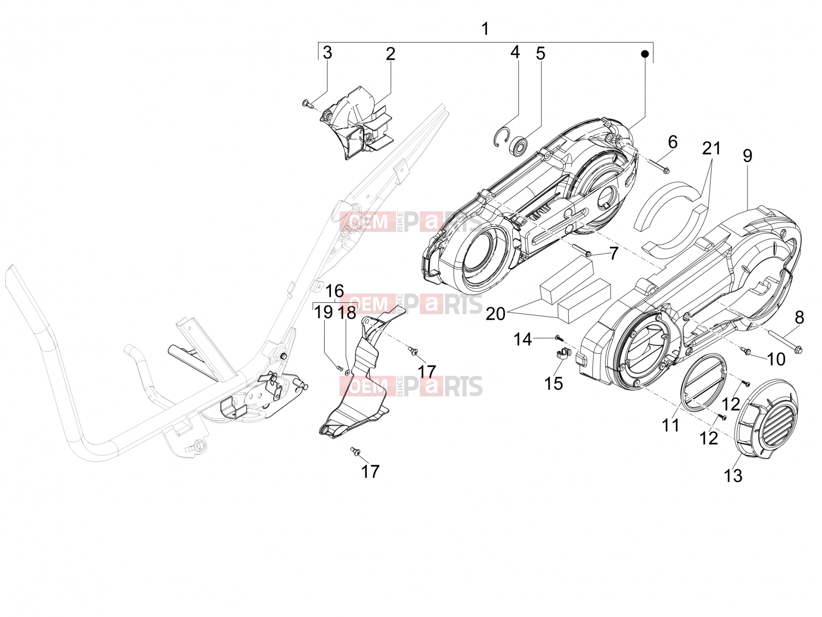 PIAGGIO X9 500 Evolution Engine » Crankcase cover - Crankcase cooling