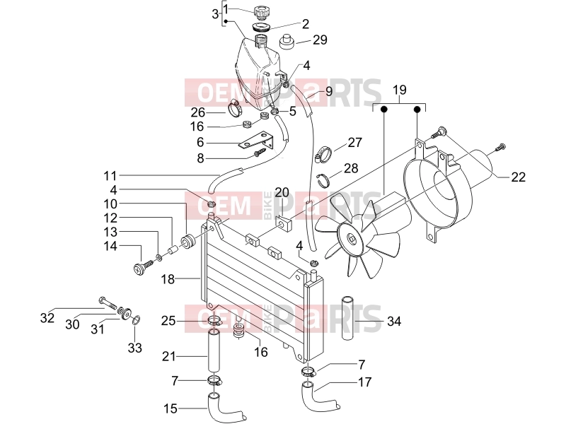 Frame - Plastic parts - Coachwork » Cooling system - Piaggio X9 500 Evolution (USA) 2006