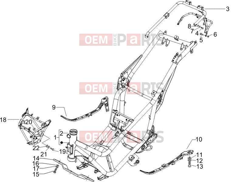 Frame - Plastic parts - Coachwork » Frame/bodywork - Piaggio X9 500 Evolution (USA) 2006