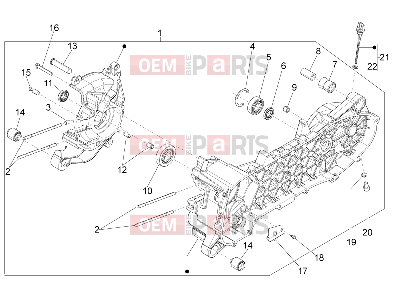 Engine » Crankcase - Piaggio Zip 100 4T 2008