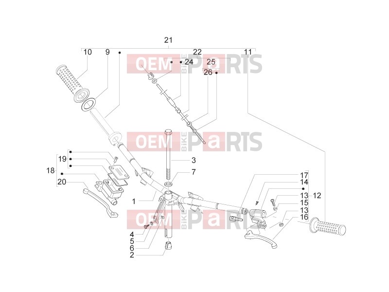 Handlebars/Steering » Handlebars - Master cil. - Piaggio Zip 50 2T 2011