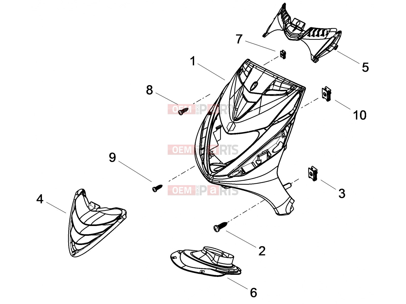 Frame - Plastic parts - Coachwork » Front shield - Piaggio Zip 50 SP 2013