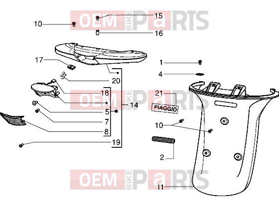 PIAGGIO Electrical system » Rear tail lamp - Rear guard
