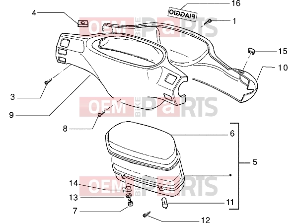 Handlebars » Speedometers kms.-Handlebar covers - Piaggio Zip SP 50 old.