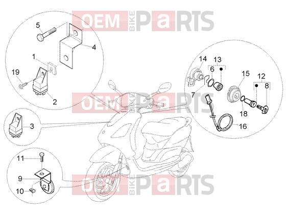 Electrical system » Electrical device - Piaggio Fly 150 4T