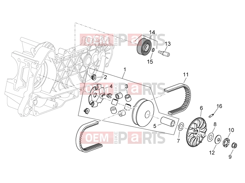 ENGINE » Variator assembly - Aprilia Atlantic 125 E3 2011