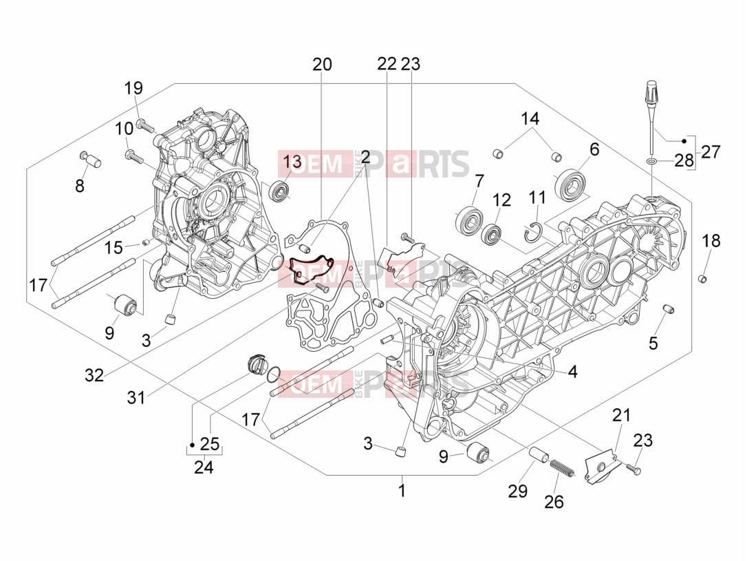 Engine » Crankcase - Derbi Boulevard 150 4T 2010