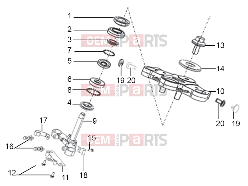 Frame » Steering stem assembly - Derbi STX 150 2019