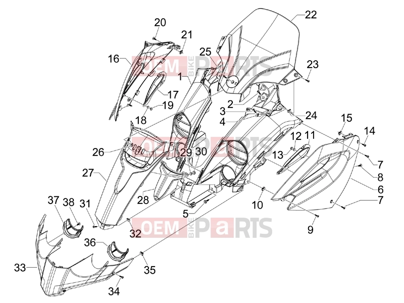 gilera 2012 Fuoco 500 Frame - Plastic parts - Coachwork » Front shield
