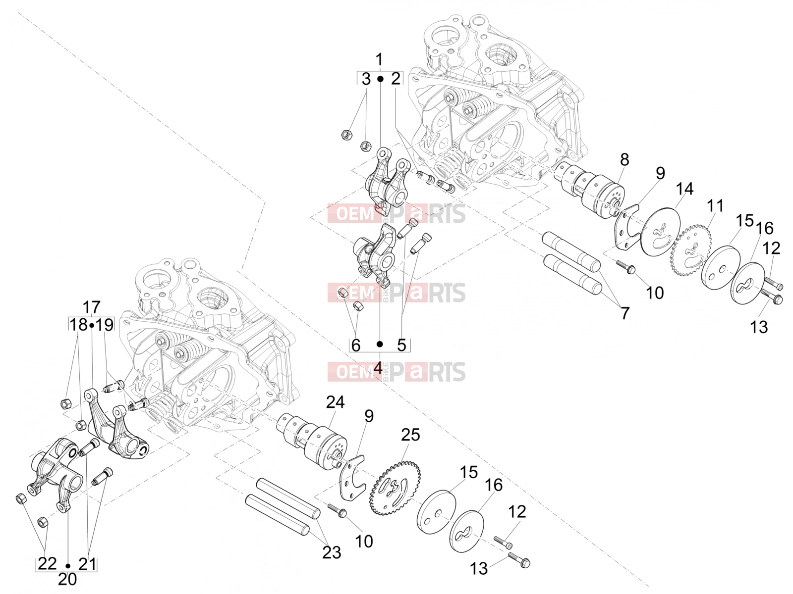 gilera 2016 Runner 125 ST 4T Engine » Rocking levers support unit