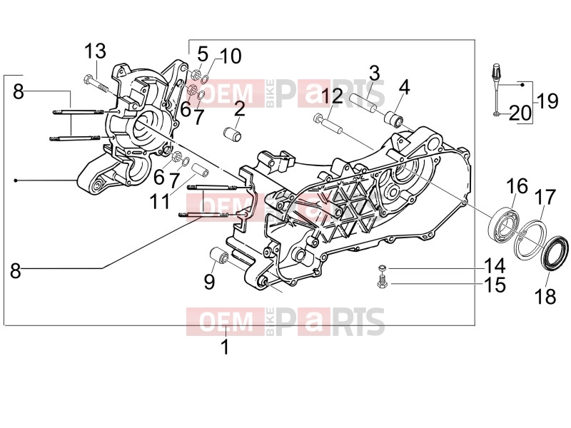 gilera 2009 Stalker 50 Engine » Crankcase
